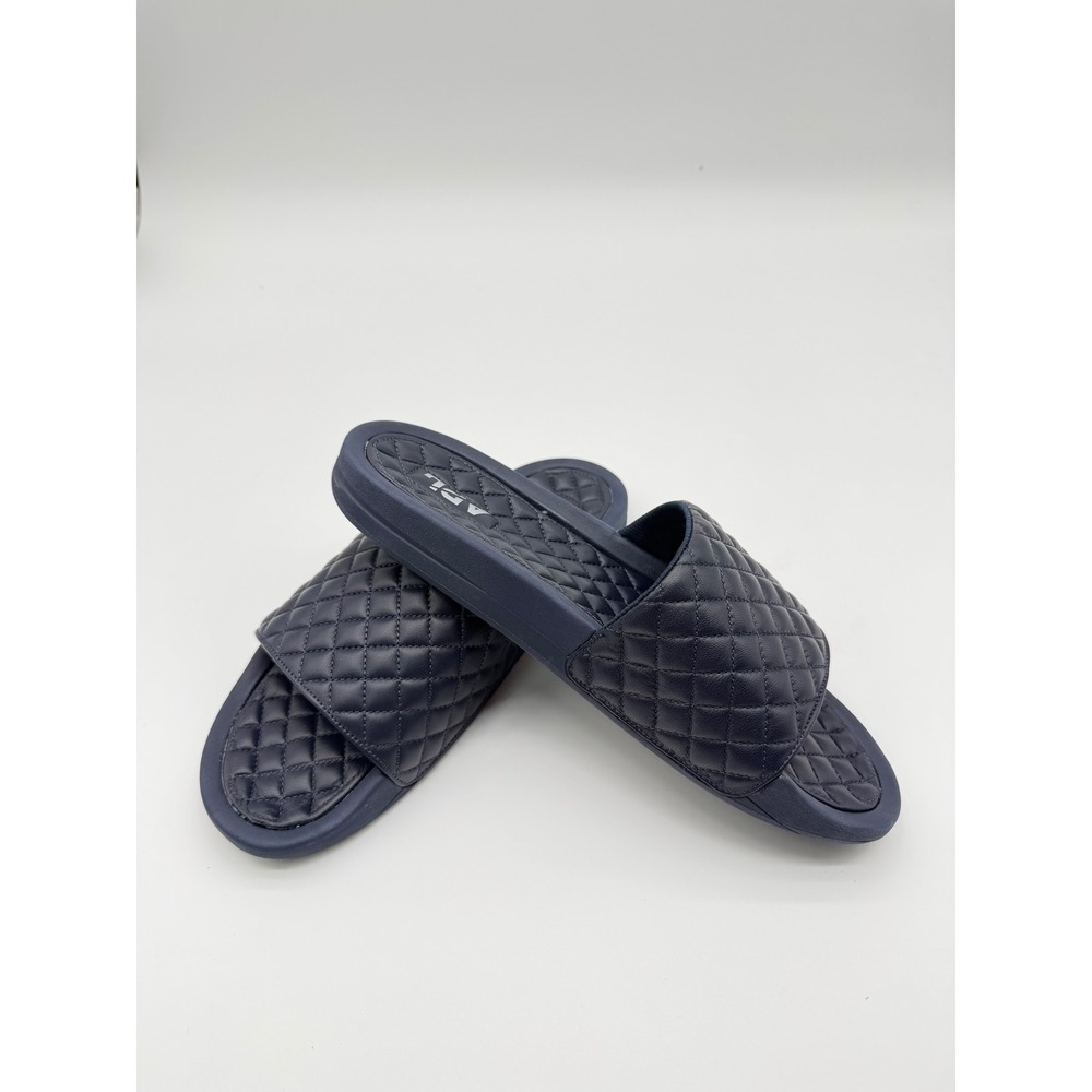 APL Athletic Propulsion Labs Lusso Quilted Slides Navy Blue Mens Sandals